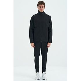 Tommy Life 85209 Siyah Dik Yaka Gizli Cep Detaylı Standart Kalıp Erkek Eşofman Takım