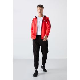 Tommy Life 85236 Fiesta Kırmızı Pamuklu Kalın Yumuşak Dokulu Comfort Fit Baskılı Erkek Eşofman Takımı