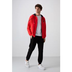 Tommy Life 85236 Fiesta Kırmızı Pamuklu Kalın Yumuşak Dokulu Comfort Fit Baskılı Erkek Eşofman Takımı