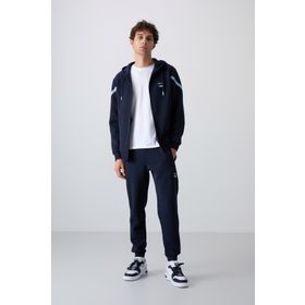 Tommy Life 85236 İndigo Pamuklu Kalın Yumuşak Dokulu Comfort Fit Baskılı Erkek Eşofman Takımı