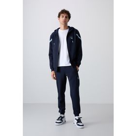 Tommy Life 85236 İndigo Pamuklu Kalın Yumuşak Dokulu Comfort Fit Baskılı Erkek Eşofman Takımı