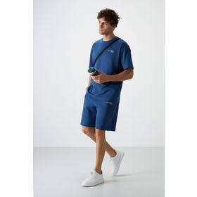 Tommy Life 85250 Parlament Pamuklu Kalın Yumuşak Dokulu Oversize Fit Nakışlı Erkek Şortlu Takım