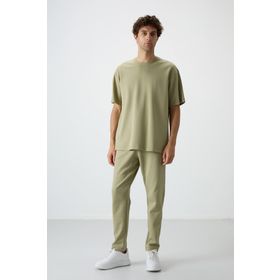 Tommy Life 85251 Açık Çağla Pamuklu Kalın Yumuşak Dokulu Oversize Fit Basic Erkek Eşofman Takımı