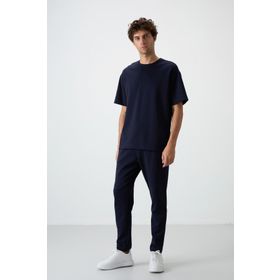 Tommy Life 85251 Lacivert Pamuklu Kalın Yumuşak Dokulu Oversize Fit Basic Erkek Eşofman Takımı