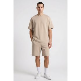 Tommy Life 85292 Bej Oversize Fit Basic Erkek Şort Takımı