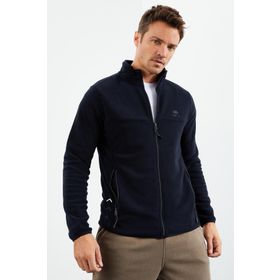 Tommy Life 87270 Lacivert Fermuarlı Slim Fit Dik Yaka Polar Erkek Sweatshirt