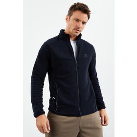 Tommy Life 87270 Lacivert Fermuarlı Slim Fit Dik Yaka Polar Erkek Sweatshirt