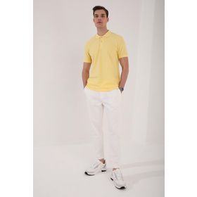 Tommy Life 87748 Basic Göğüs Logolu Standart Kalıp Triko Polo Yaka Sarı Erkek T-shirt
