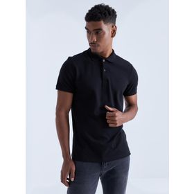 Tommy Life 87748 Basic Göğüs Logolu Standart Kalıp Triko Polo Yaka Siyah Erkek T-shirt