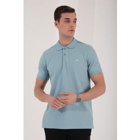 Tommy Life 87748 Erkek Buz Mavi Basic Logolu Standart Kalıp Triko Polo Yaka T-shirt