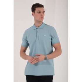 Tommy Life 87748 Erkek Buz Mavi Basic Logolu Standart Kalıp Triko Polo Yaka T-shirt