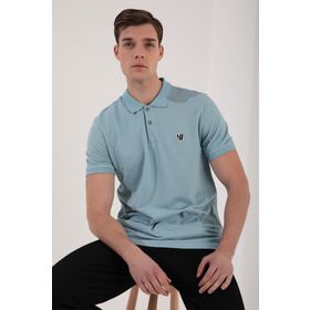 Tommy Life 87768 Basic Gögüs Logolu Standart Kalıp Triko Polo Yaka Buz Mavi Erkek T-Shirt