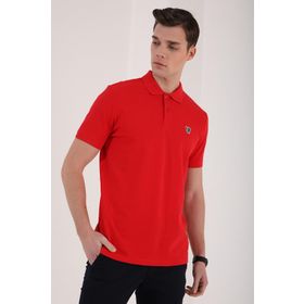 Tommy Life 87768 Basic Göğüs Logolu Standart Kalıp Triko Polo Yaka Kırmızı Erkek T-shirt