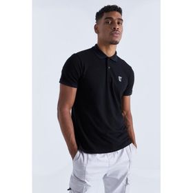 Tommy Life 87768 Basic Göğüs Logolu Standart Kalıp Triko Polo Yaka Siyah Erkek T-shirt