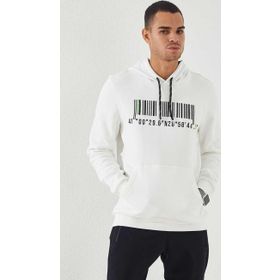 Tommy Life 87839 Ekru Nakışlı Kanguru Cep Standart Kalıp Kapüşonlu Erkek Sweatshirt