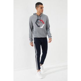 Tommy Life 87870 Gri Melanj Geometrik Baskılı Standart Kalıp Kapüşonlu Erkek Sweatshirt