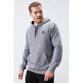 Tommy Life 87872 Gri Melanj Erkek Kanguru Cep Standart Kalıp Kapüşonlu Sweatshirt