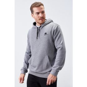 Tommy Life 87872 Gri Melanj Erkek Kanguru Cep Standart Kalıp Kapüşonlu Sweatshirt