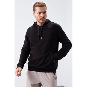Tommy Life 87872 Siyah Kanguru Cep Standart Kalıp Kapüşonlu Erkek Sweatshirt