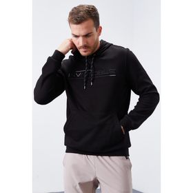 Tommy Life 87872 Siyah Kanguru Cep Standart Kalıp Kapüşonlu Erkek Sweatshirt