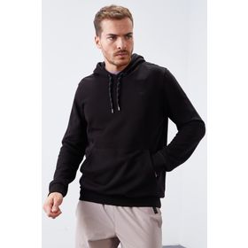 Tommy Life 87872 Siyah Kanguru Cep Standart Kalıp Kapüşonlu Erkek Sweatshirt