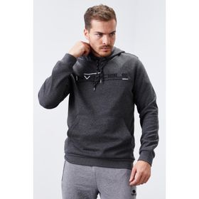 Tommy Life 87883 Antrasit Melanj Kanguru Cep Standart Kalıp Kapüşonlu Erkek Sweatshirt