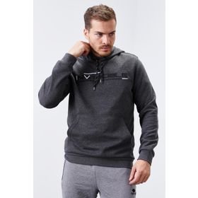Tommy Life 87883 Antrasit Melanj Kanguru Cep Standart Kalıp Kapüşonlu Erkek Sweatshirt