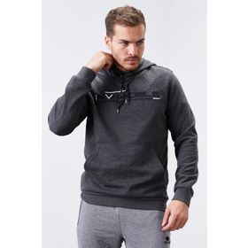 Tommy Life 87883 Antrasit Melanj Kanguru Cep Standart Kalıp Kapüşonlu Erkek Sweatshirt