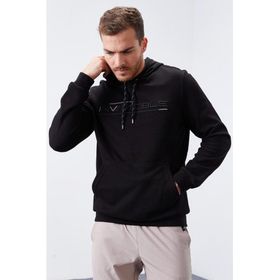 Tommy Life 87883 Siyah Kanguru Cep Standart Kalıp Kapüşonlu Erkek Sweatshirt