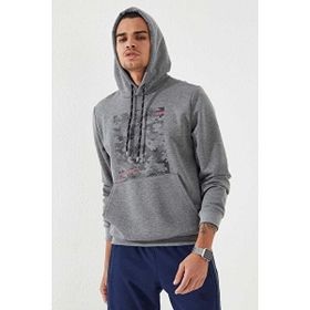 Tommy Life 87884 Siyah Kamuflaj Desen Baskılı Standart Kalıp Kapüşonlu Erkek Sweatshirt