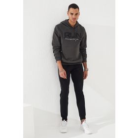 Tommy Life 87887 Haki Yazı Nakışlı Standart Kalıp Kapüşonlu Erkek Sweatshirt