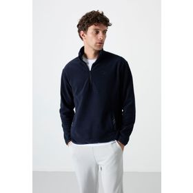 Tommy Life 87891 Lacivert Erkek Yarım Fermuarlı Sweatshirt Slim Fit Dik Yaka Polar