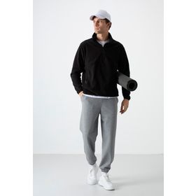 Tommy Life 87891 Siyah Dik Yaka Yarım Fermuarlı Erkek Polar