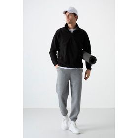 Tommy Life 87891 Siyah Dik Yaka Yarım Fermuarlı Erkek Polar