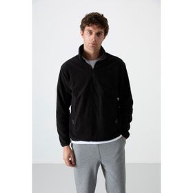 Tommy Life 87891 Siyah Erkek Yarım Fermuarlı Sweatshirt Slim Fit Dik Yaka Polar