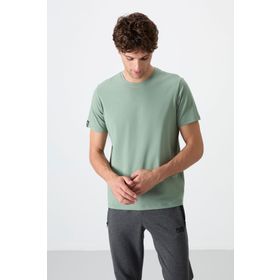 Tommy Life 87911 Basic Kısa Kol Standart Kalıp O Yaka Açık Yeşil Erkek T-Shirt
