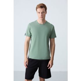 Tommy Life 87911 Basic Kısa Kol Standart Kalıp O Yaka Açık Yeşil Erkek T-Shirt