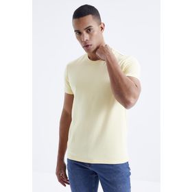 Tommy Life 87911 Basic Kısa Kol Standart Kalıp O Yaka Sarı Erkek T-shirt