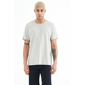 Tommy Life 87911 Gri Melanj Erkek Basic Kısa Kol Standart Kalıp O Yaka T-shirt