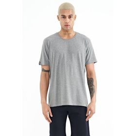 Tommy Life 87911 Gri Melanj Erkek Basic Kısa Kol Standart Kalıp O Yaka T-shirt