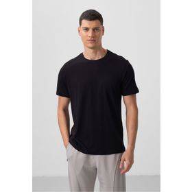 Tommy Life 87911 Siyah Erkek Basic Kısa Kol Standart Kalıp O Yaka T-shirt