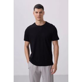 Tommy Life 87911 Siyah Erkek Basic Kısa Kol Standart Kalıp O Yaka T-shirt