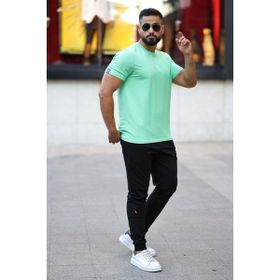 Tommy Life 87911 Su Yeşili 2 Erkek Kısa Kol Standart Kalıp 0 Yaka Basic T-shirt