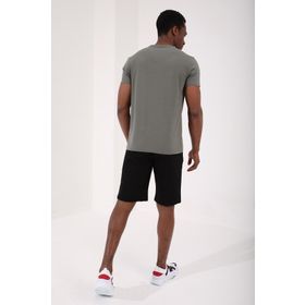 Tommy Life 87912 Basic Kısa Kol Standart Kalıp V Yaka Koyu Yeşil Erkek T-shirt