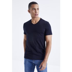 Tommy Life 87912 Basic Kısa Kol Standart Kalıp V Yaka Lacivert Erkek T-shirt
