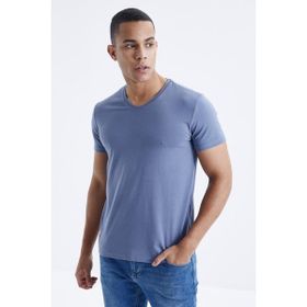 Tommy Life 87912 Basic Kısa Kol Standart Kalıp V Yaka Petrol Erkek T-shirt