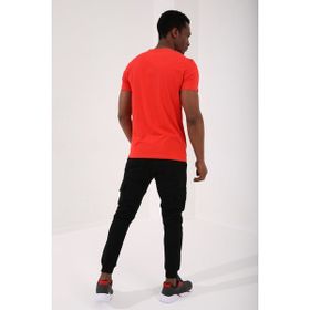 Tommy Life 87912 Basic Kısa Kol Standart Kalıp V Yaka Turuncu Erkek T-shirt