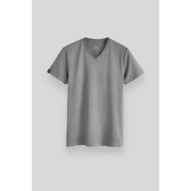 Tommy Life 87912 Gri Melanj Basic Kısa Kol Standart Kalıp V Yaka Erkek T-Shirt
