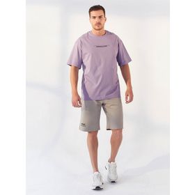 Tommy Life 87984 Yazı Baskılı Oversize O Yaka Eflatun Erkek T-shirt