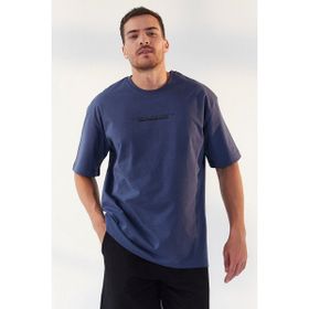 Tommy Life 87984 Yazı Baskılı Oversize O Yaka Petrol Erkek T-shirt